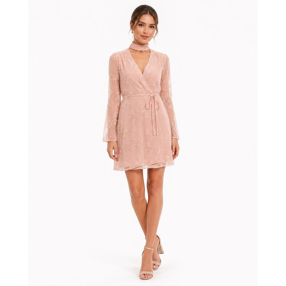 WAYF Floral Velvet Choker Wrap Boho Mini Dress